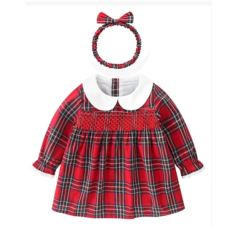 Elegant Plaid Dress for Girls Kids Autumn Vintage Stylish Dresses New Year Children Outdoor Clothes Girl's Frocks Party Clothes