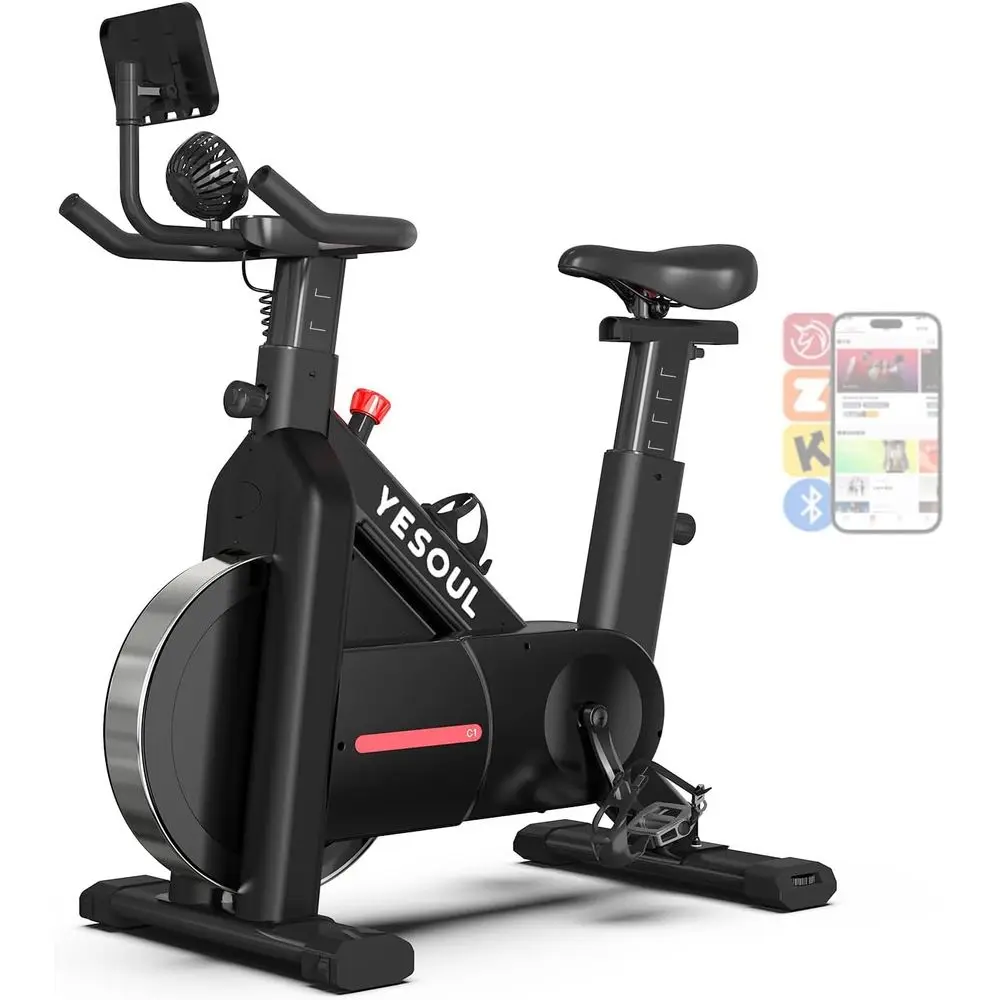 

Stable Silent Magnetic Exercise Bike: 300 lbs Capacity, Dual-Stage Drive, Alloy Flywheel, Smart App with Scenic & Live Classes