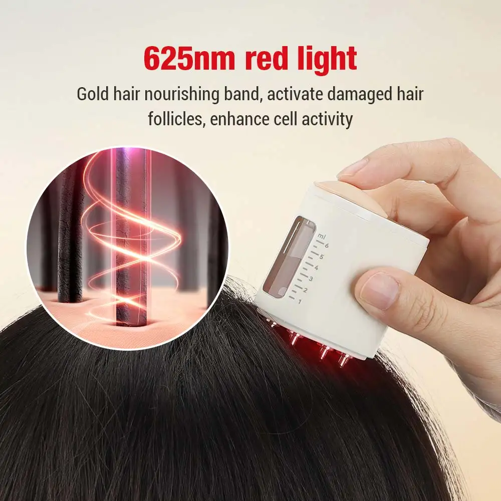 EMS Red Light Therapy Head Massage Comb, vibração elétrica, massageador do couro cabeludo, escova com 30ml, óleo de crescimento capilar, mini