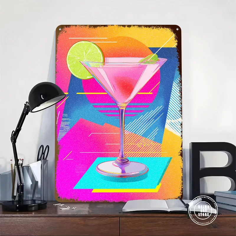 Retro Martini With Lime Printing Poster Customized Retro Wall Art Vintage Metal Signs for Decoration Living Room Accessories