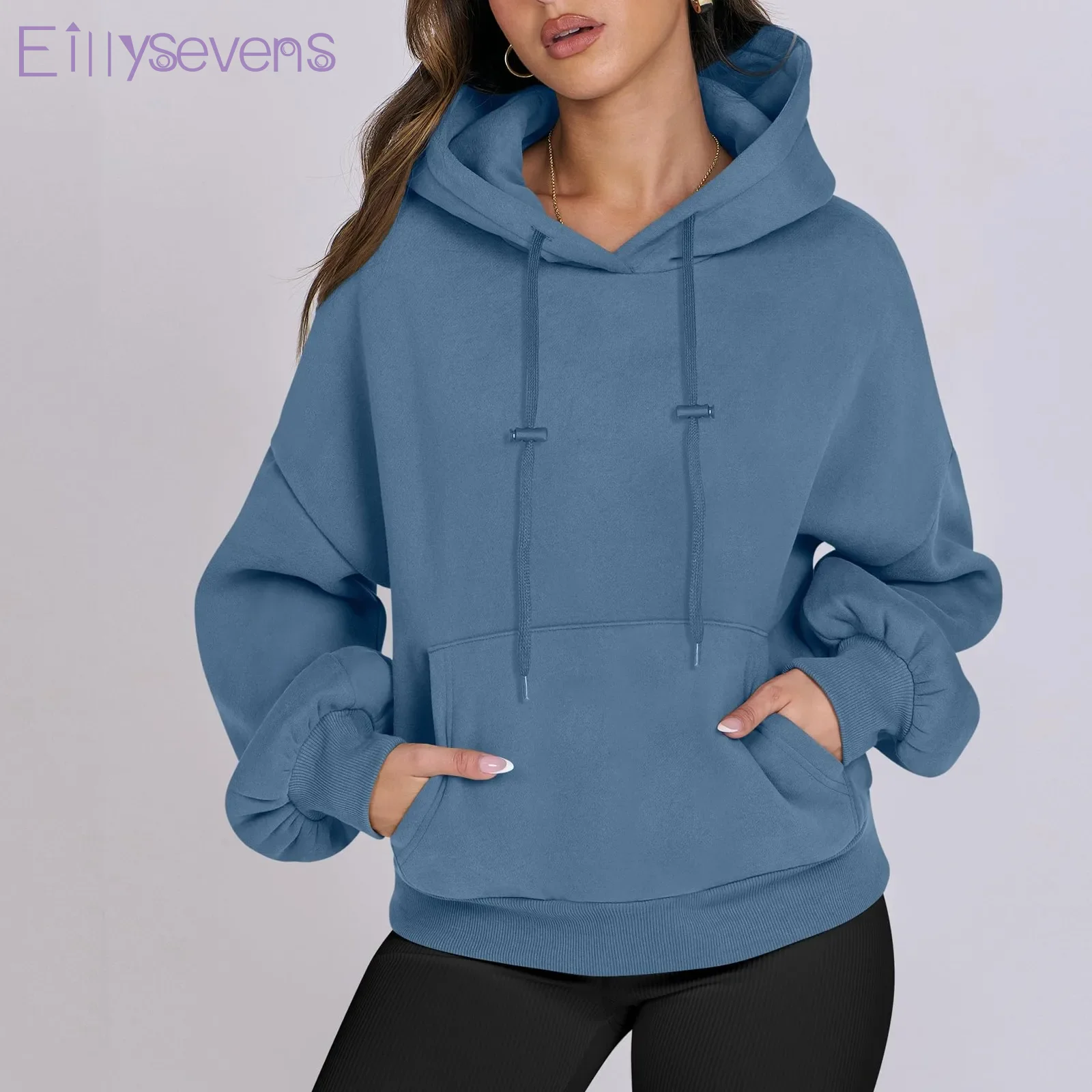 

Fashion women 's Hoodie Casual Hoodies Pullovers Sweatshirts Women's Clothing Top Solid Color Hoodies Sweatshirt with pockets
