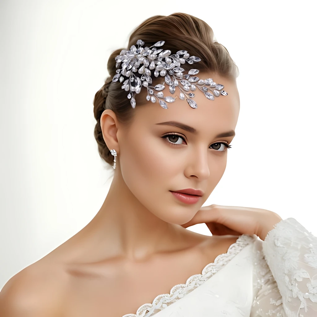 Peine de perlas para mujer, pinza de pelo nupcial con diamantes de imitación, accesorios para el cabello de boda, Tiara de novia de cristal, tocado hecho a mano para niña, HP527