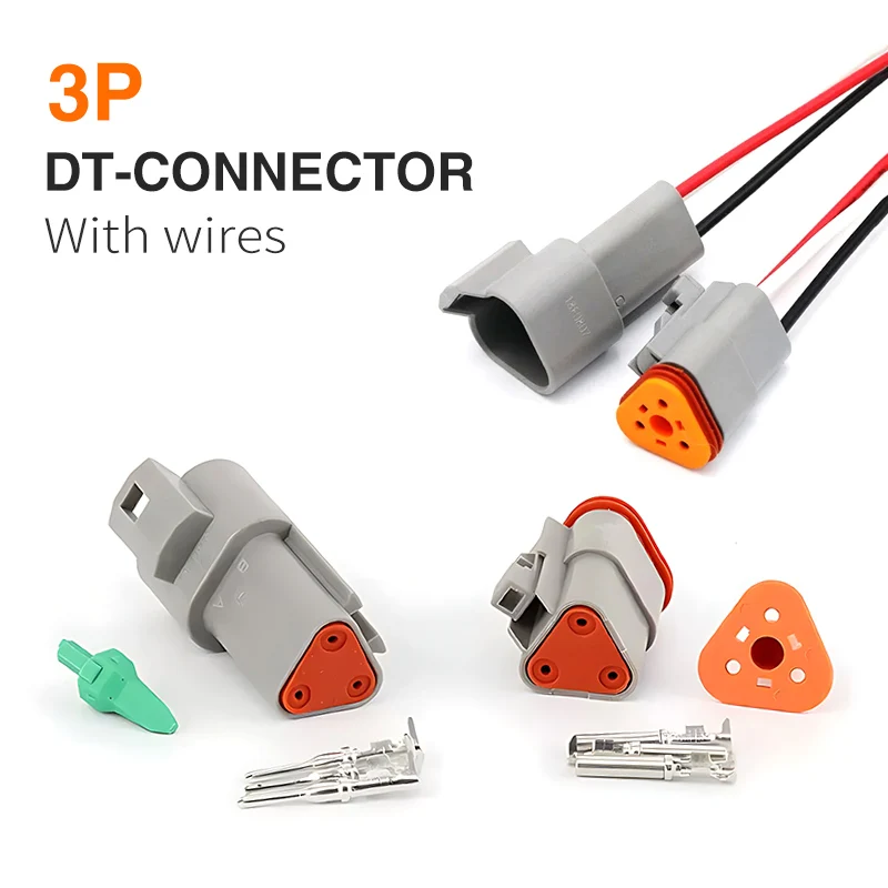 5/10/100 Sets Deutsch Type Connector Male Female Waterproof DT Connectors 3-Pin Dt04-3p Dt06-3s ,Sealable,3 Position