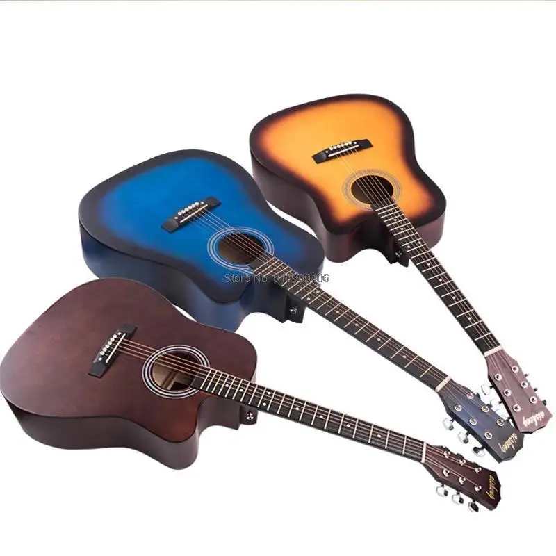 1PC 41 Inch Guitarra Acoustic Folk Guitar Practice Solid Wood 6 String Guitar With Bag For Musical Instrument Lover Beginner