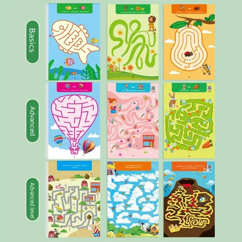 Maze Book Logic Puzzle for Kids Find Difference Pen Control Focus Training Toy Full Brain Thinking Development Early Education