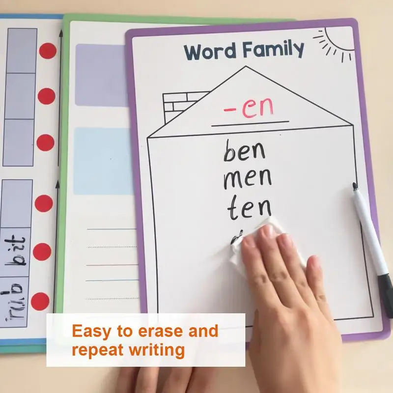 Dry Erasable Boards Set Kid's Phonics Writing Practice Pad Double-Sided Design Homeschool Supplies For Kindergarten Classroom