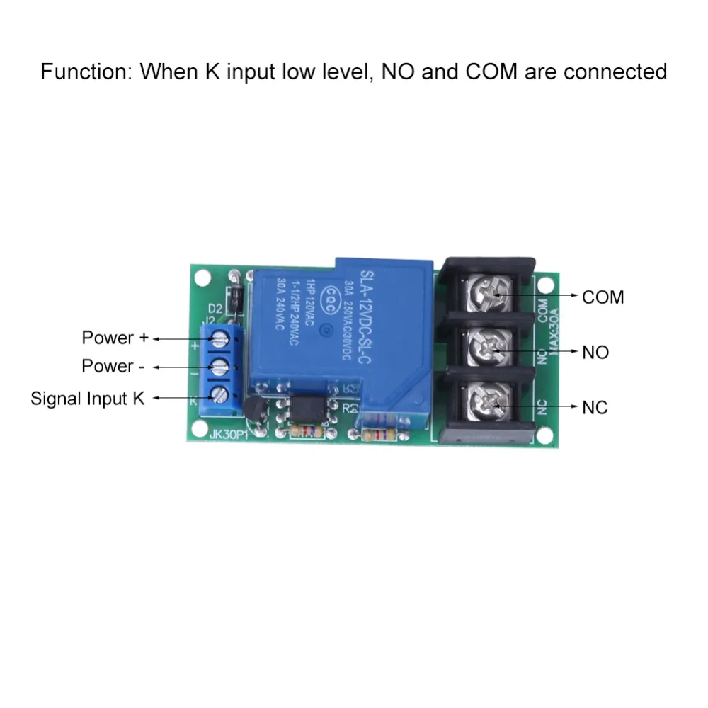 2Pcs JK30P1-12V 1 Channel Relay Module 1-Way with Optocoupler Isolation Low Level Trigger Relay Module 30A 12V Low Level Trigger
