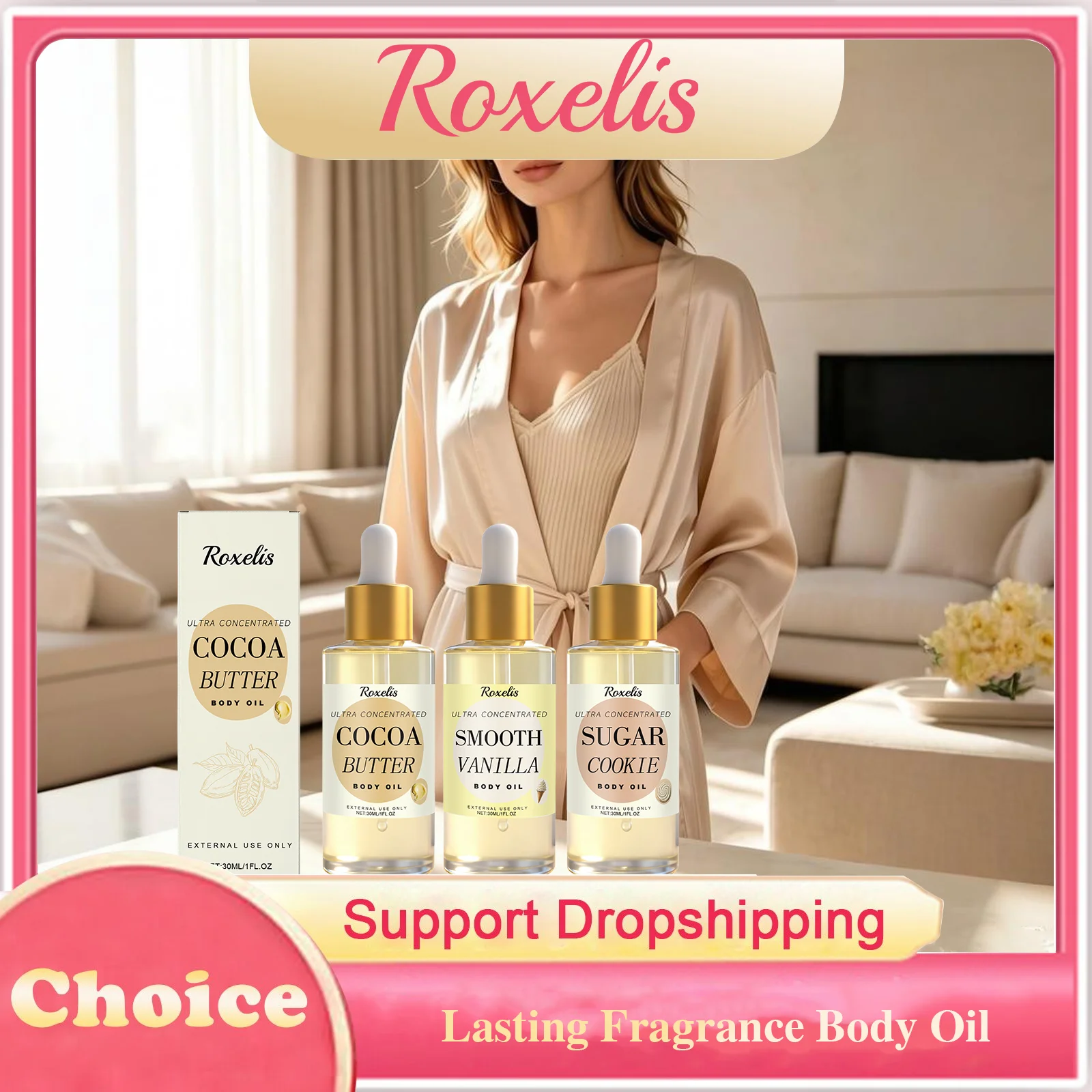 Sweet Cookie Body Oil Moisturizing Smoothing Skin Nourishment Lightweight Enhance Skin Elasticity Lasting Fragrance Body Care