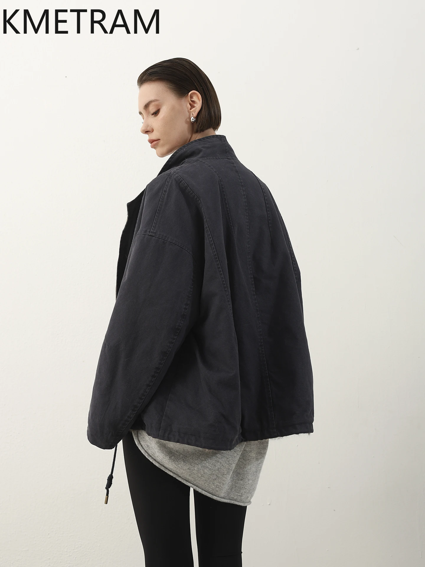 KMETRAM بطانة من فرو الأرنب الحقيقي ملابس خارجية جديدة مزدوجة الوجه معاطف من الفرو الحقيقي 2025 سترة نسائية شتوية قصيرة أربعة نسائية