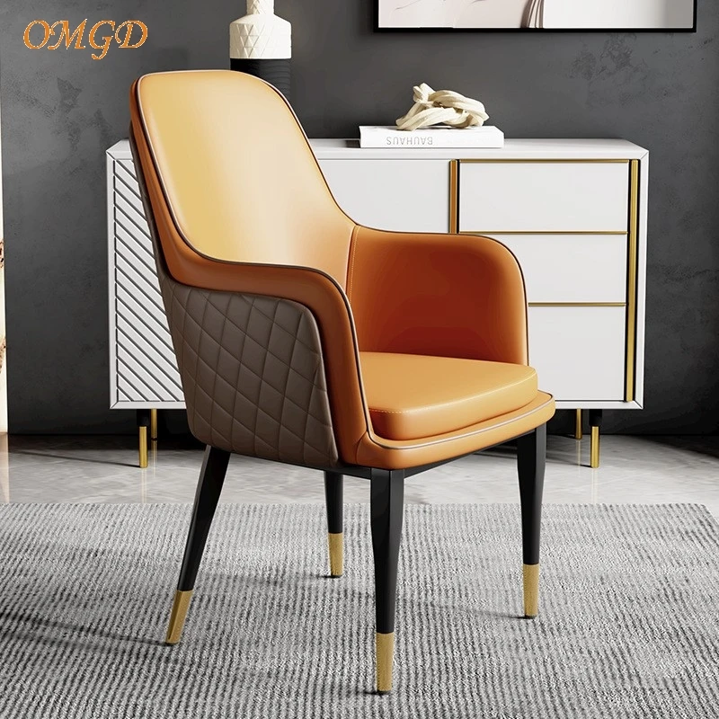 OMGD Italian Light Luxury Dining Chair Modern Simple Household Reclining Chair Sub Senior Hotel Reception Negotiation Chair