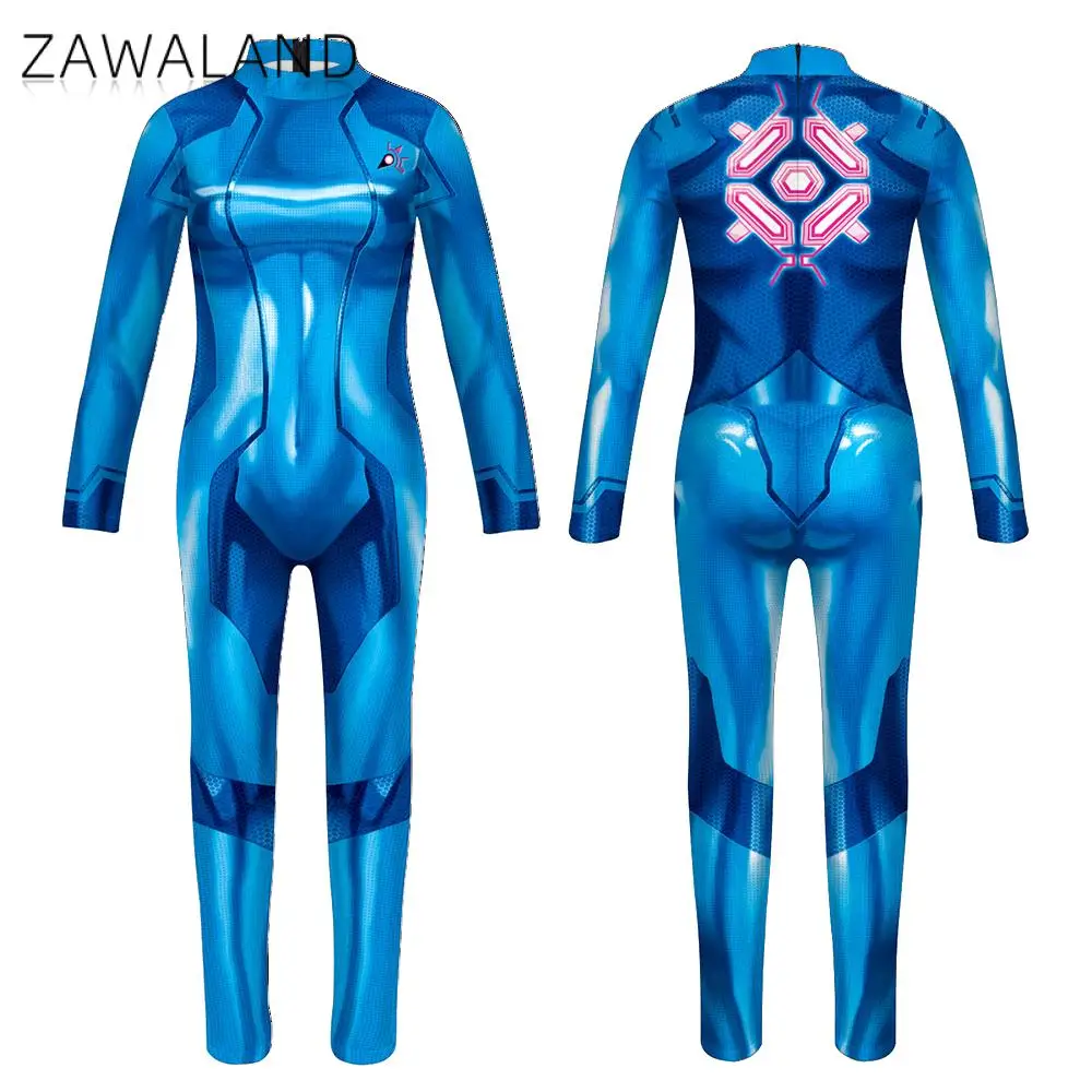 ZAWALAND abiti coordinati Costume Cosplay Zentai stampato in 3D genitore-bambinopurim abito di carnevale body Sexy Spandex Catsuit