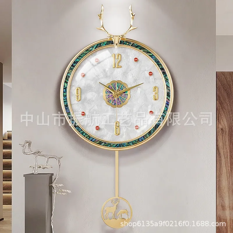 Modern Light Luxury Shell Wall Clock Pure Brass European Style Simple Living Room Nordic Creative Home Silent Watch