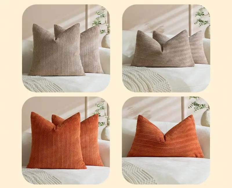 2 Stück Cord-Kissenbezüge mit 3D-Stickerei, Retro Einfarbiger Plüsch-Kissenbezug, Dekorativer Sofa-Kissenbezug – Detail 7