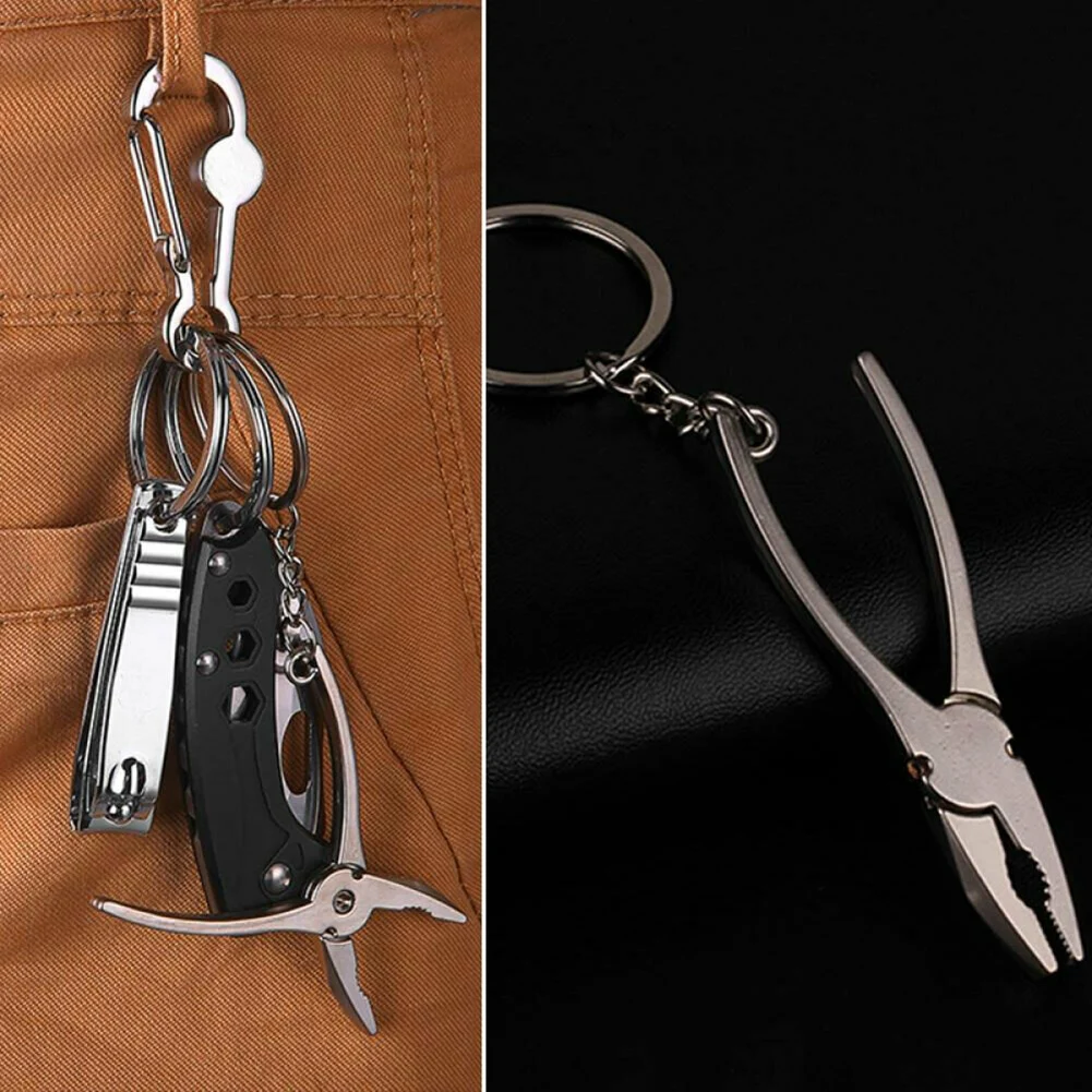 Mini Wire Stripper Pliers Crimping Tool Plier Keyring Keychain For Car Bike Bag Stainless Steel Key Tag Keychain Hand Tool