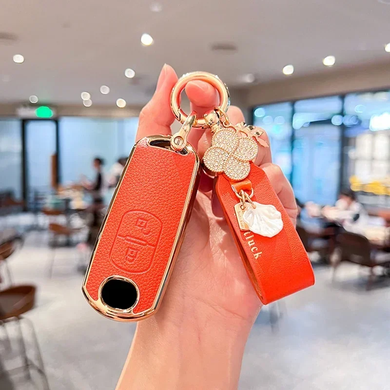 بولي TPU + الجلود سيارة مفتاح بعيد غطاء حماية شل حقيبة لمازدا 2 3 6 Atenza Axela Demio CX-5 CX5 CX-3 CX8 CX7 CX-9 2015-2019