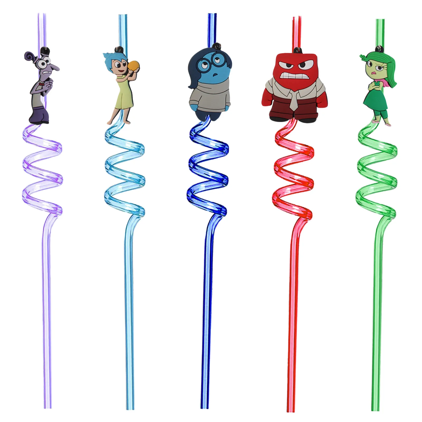 

New Inside Out PET Spiral Straw Decorative Patch Removable Joy Sadness Anger Disgust Fear Anime Party Accessories Birthday Gifts