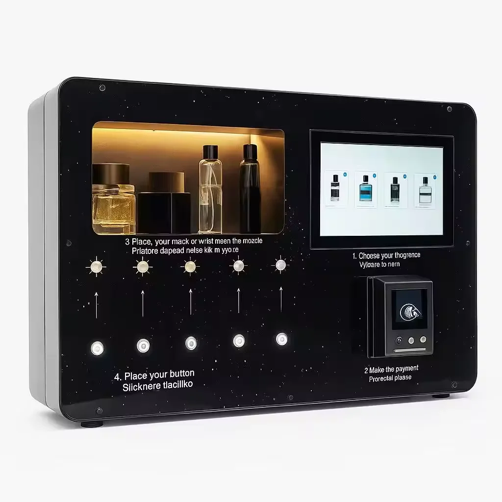 Luxury Smart Wall-Mounted Cologne Vending Machines Genius Fragrance Perfume Dispensers Card Reader Cashless Payment System SDK