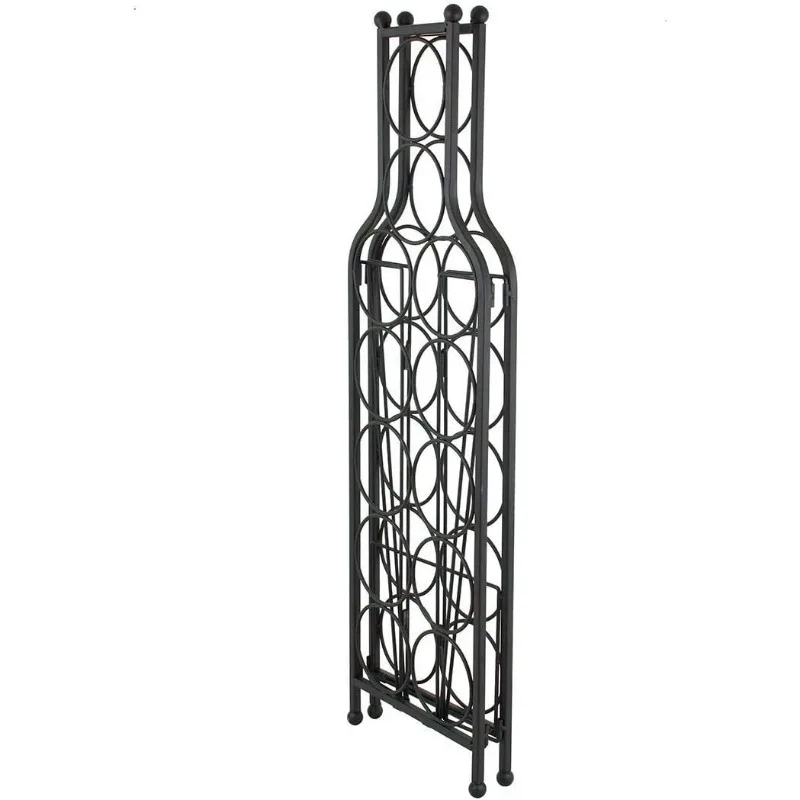 Wine Bottle Matrix Holder Wine Rack, 12 Bottle Freestanding Floor Wine Storage , Sturdy Metal Matte Black