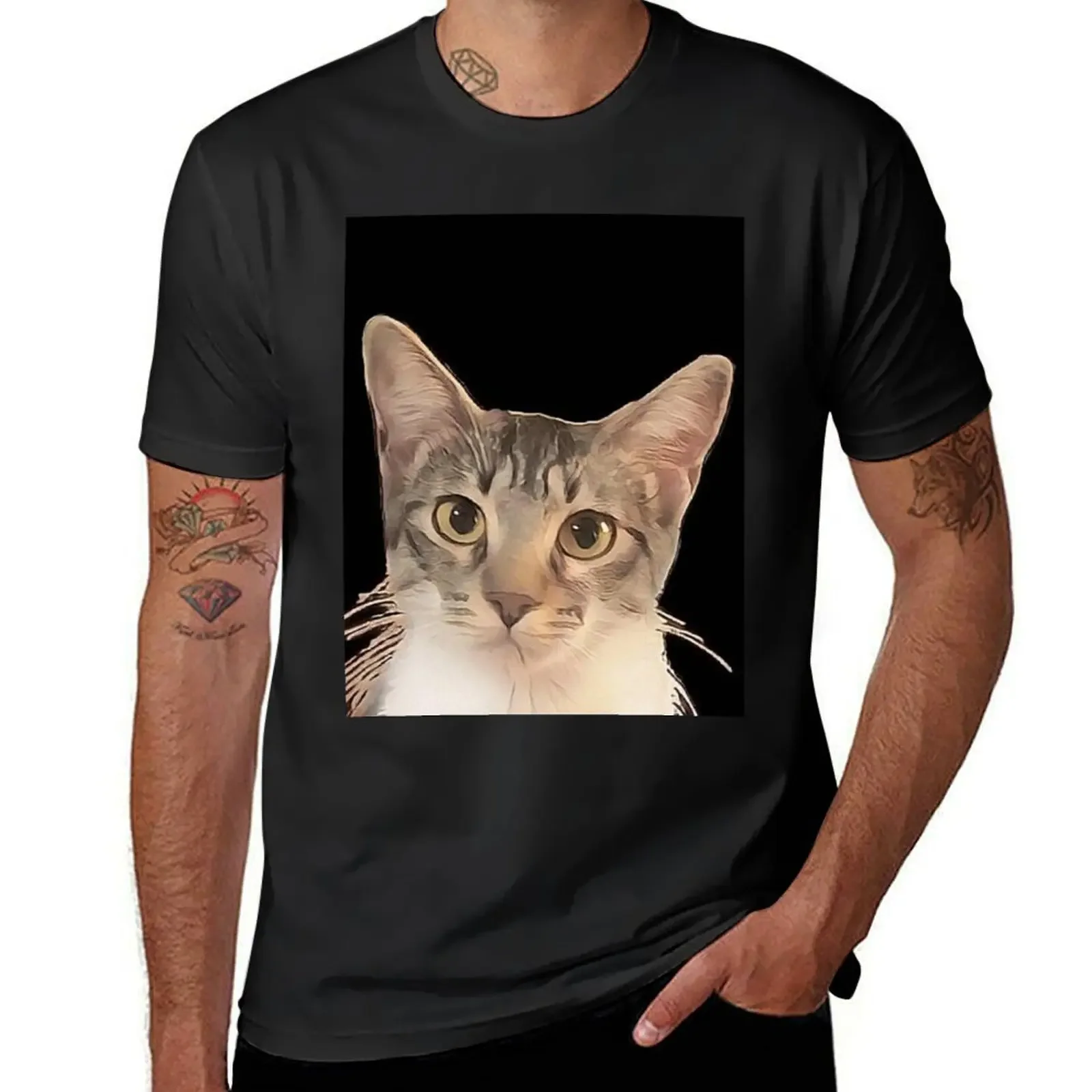 

Cute Cat T-Shirt tops heavyweights black t shirts for men