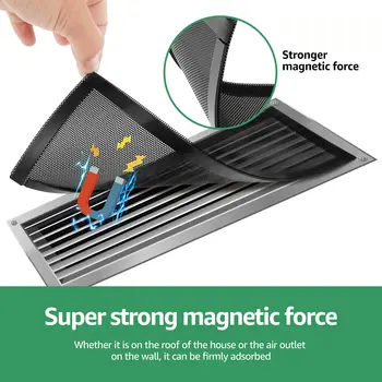 8ks magnetických krytů větracích otvorů, síťovaný filtr větracího otvoru pro zachycení nečistot, vlasů, prachu, obdélníkového větracího filtru 10x4 palce 6 nejlepší prodej magnetický kryt větracího otvoru - №2
