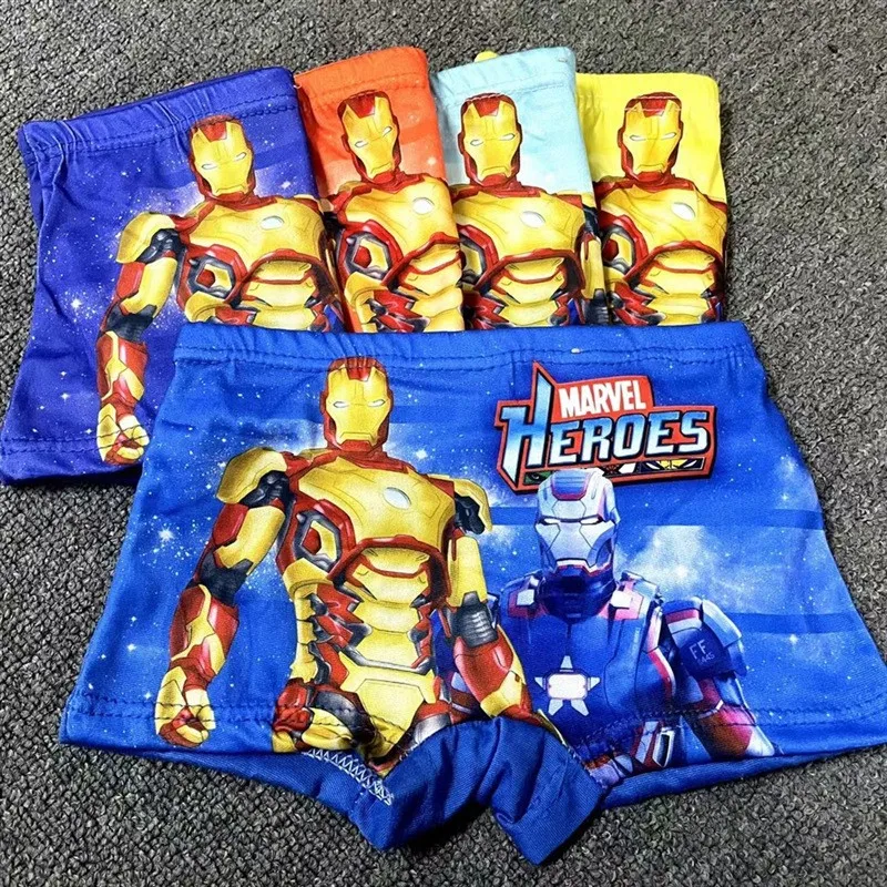 Culotte Spiderolk pour Enfant Garçon, Sous-Vêtement en Coton Imprimé de Dessin Animé Avengers, Cadeau de Noël