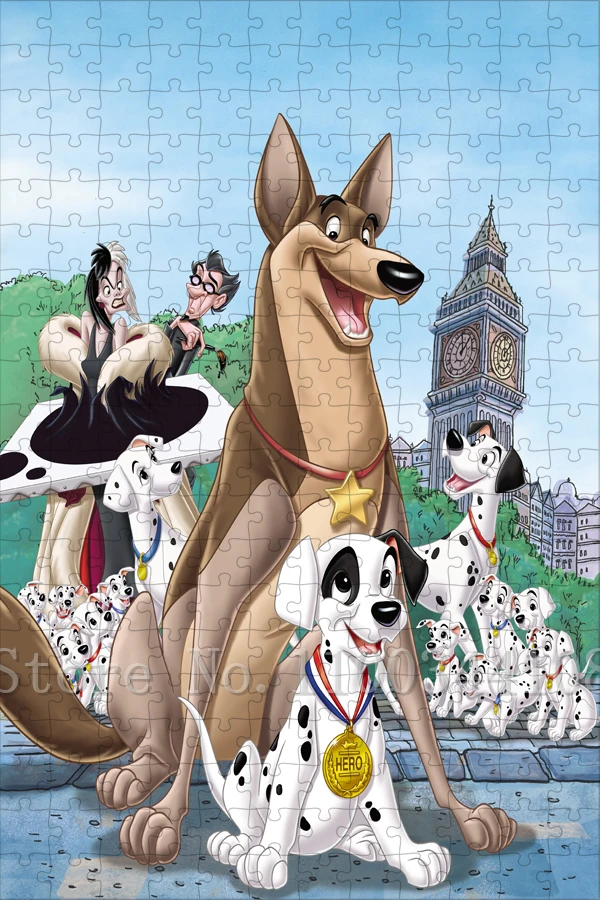 300/500/1000 Pieces Disney Classical Movies Puzzles One Hundred and One Dalmatians Jigsaw Puzzles Parent-Child Interactive Toys