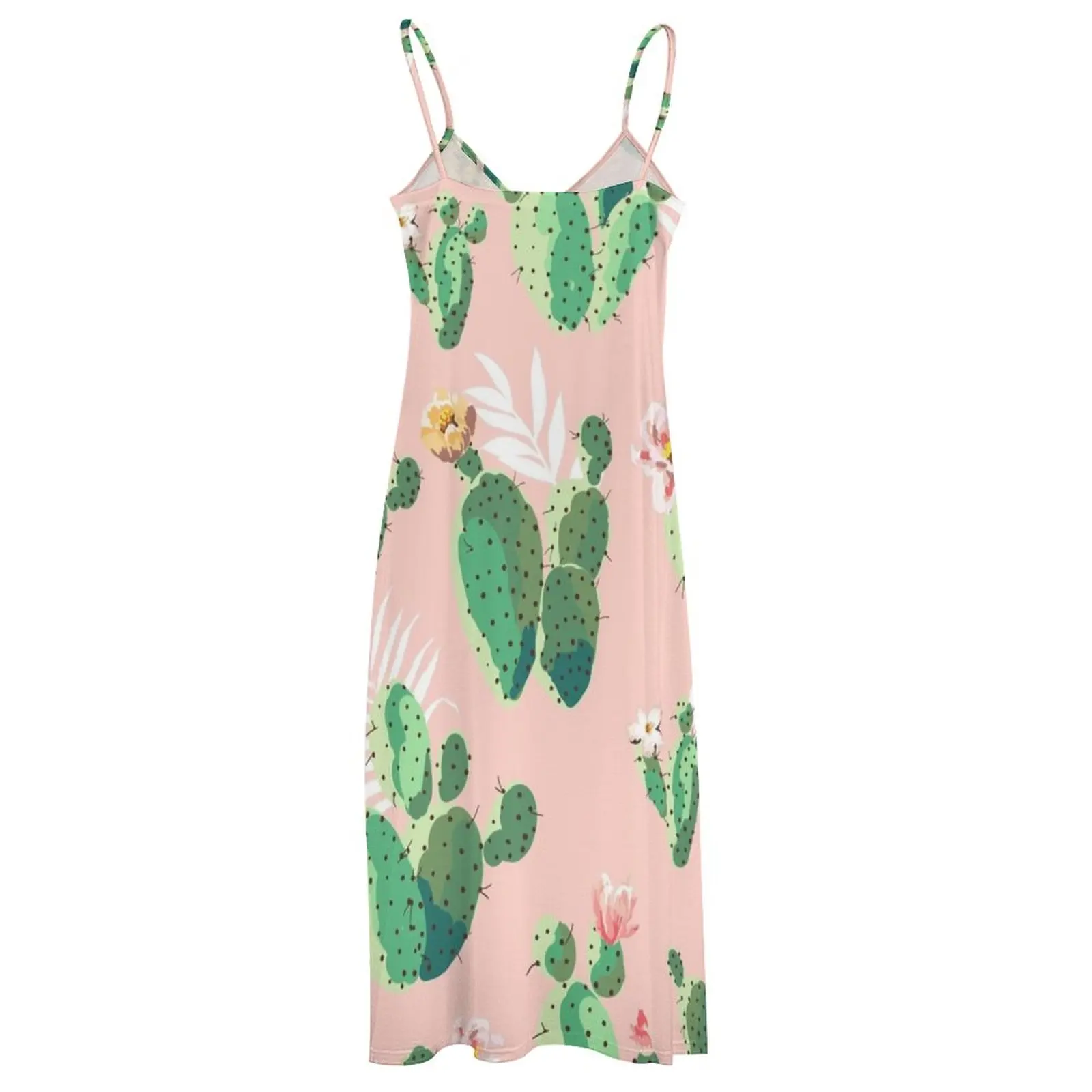 Vestido sin mangas con estampado de Cactus para mujer, vestido de verano de estilo coreano, Morado, 2024