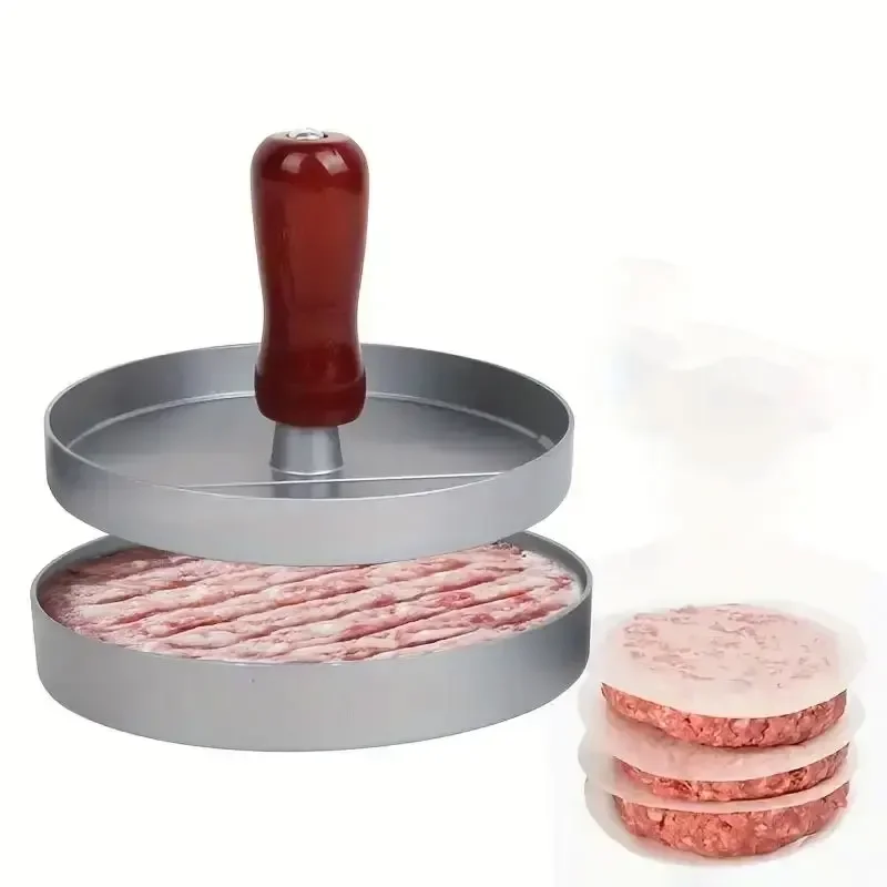 Non-Stick Burger Press Hamburger Patty Maker with Wax Paper Aluminum BBQ Grill Patty Maker for Kitchen