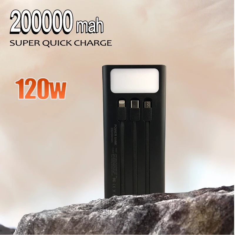 

120W New Mobile Power Supply 200000Ah Large Capacity Ultra Fast Charging Intelligent Digital Display Screen with LED