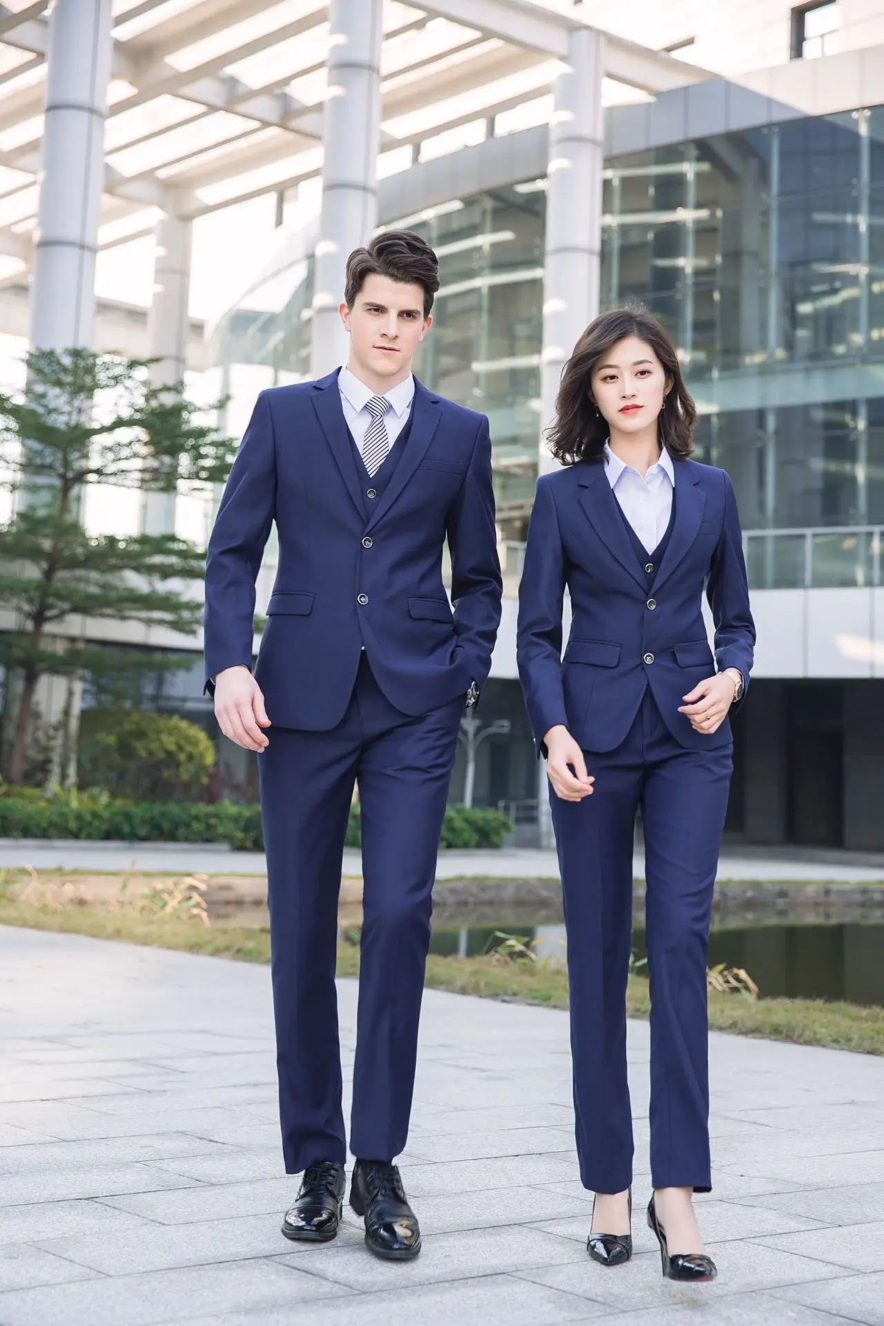 High End Business Suit Men's and Women's Bank Suit Front Desk Professional Formal Work Clothes Suits for Women's Suit Men Suits