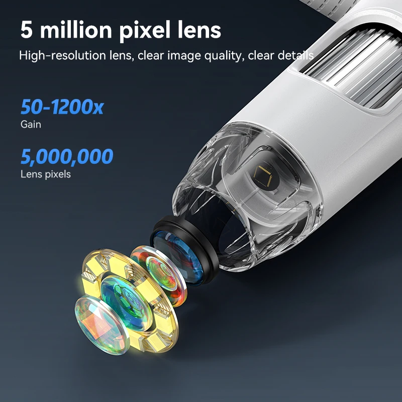 HDMI Digital Microscope 7'' IPS Screen 1200X Coin Microscope with 8 LEDs 5MP HD Soldering Microscope for Electronics,PCB, Repair