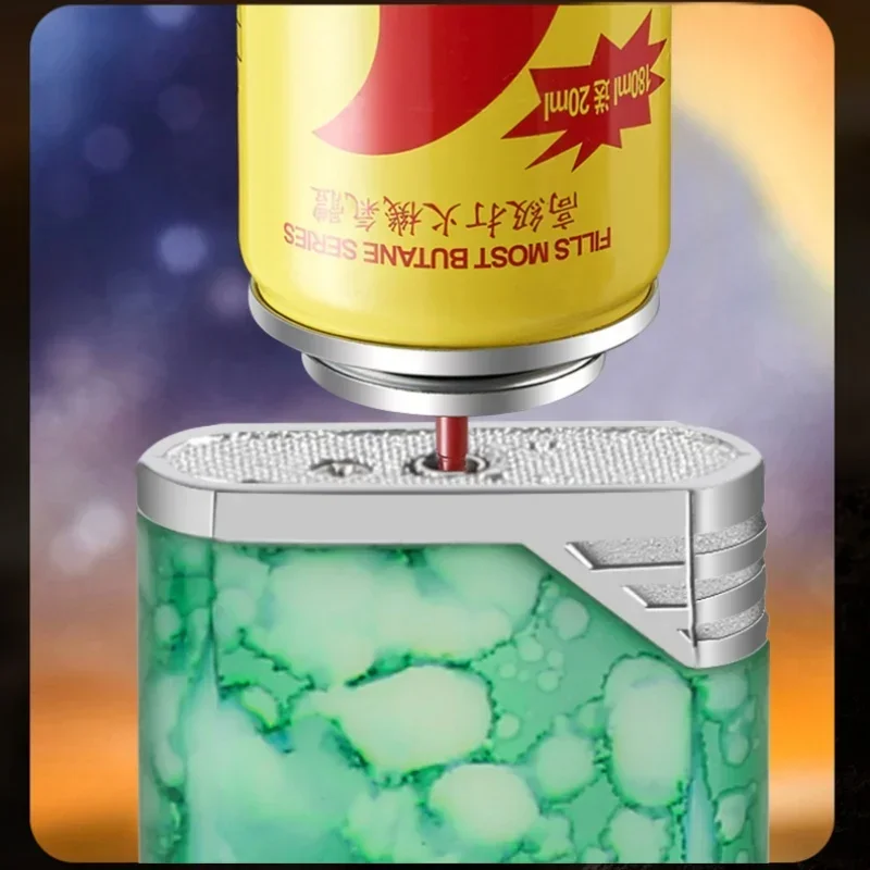 Creative Prank Lighter Windproof Jet Green Flame Hidden Fire Outlet Safe Current Funny Butane Gas Funk Lighters Smoking Gadgets