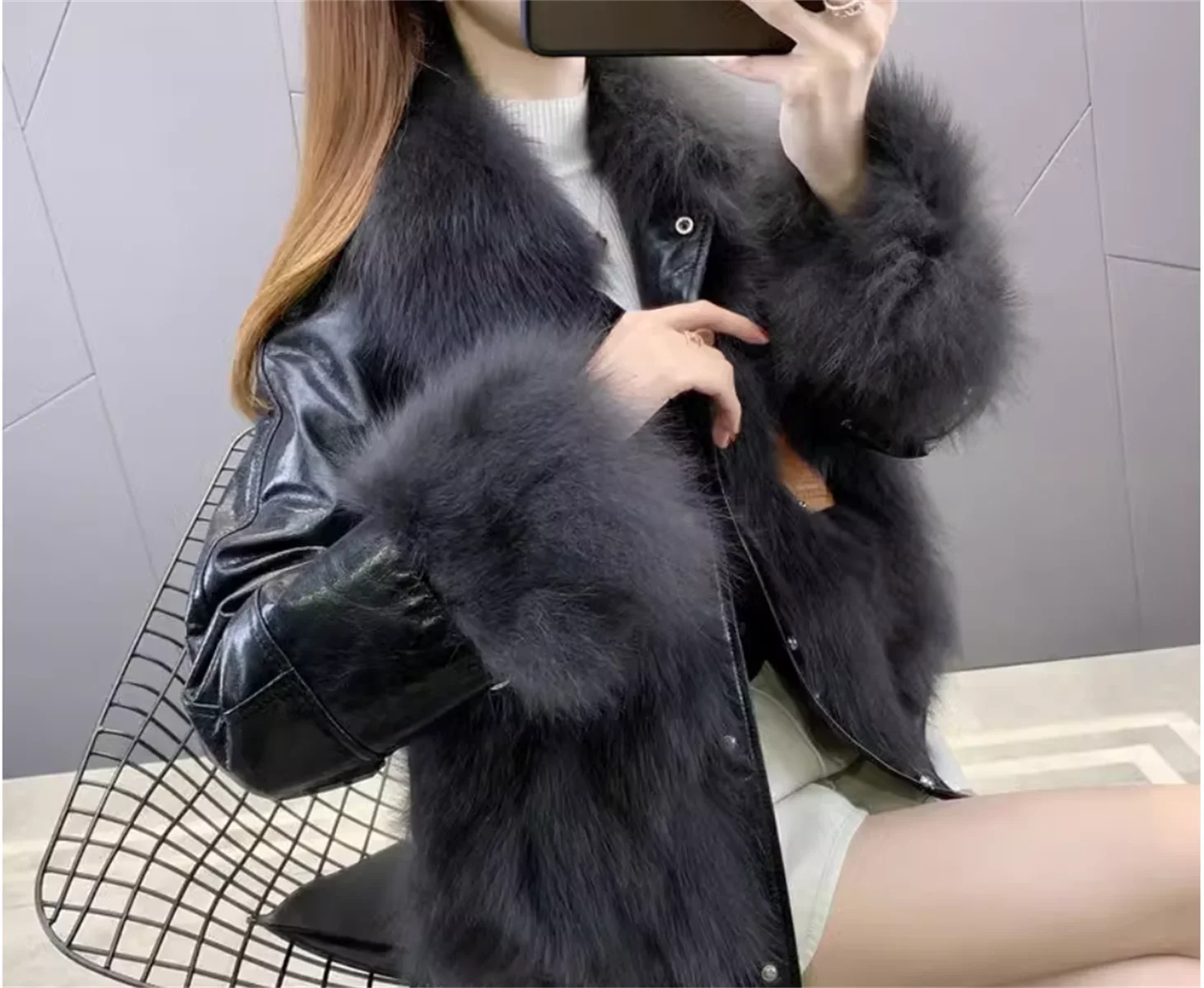 Fox fur grass coat for women\'s new year, young style, fashionable and slimming