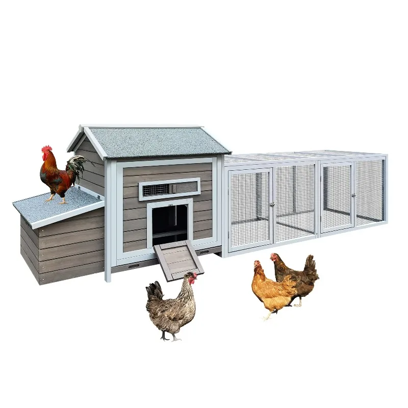 Wooden Chicken Coop Outdoor Hen House Poultry Cage with Free-range Doors for Commercial Equipment and Animal Supplies
