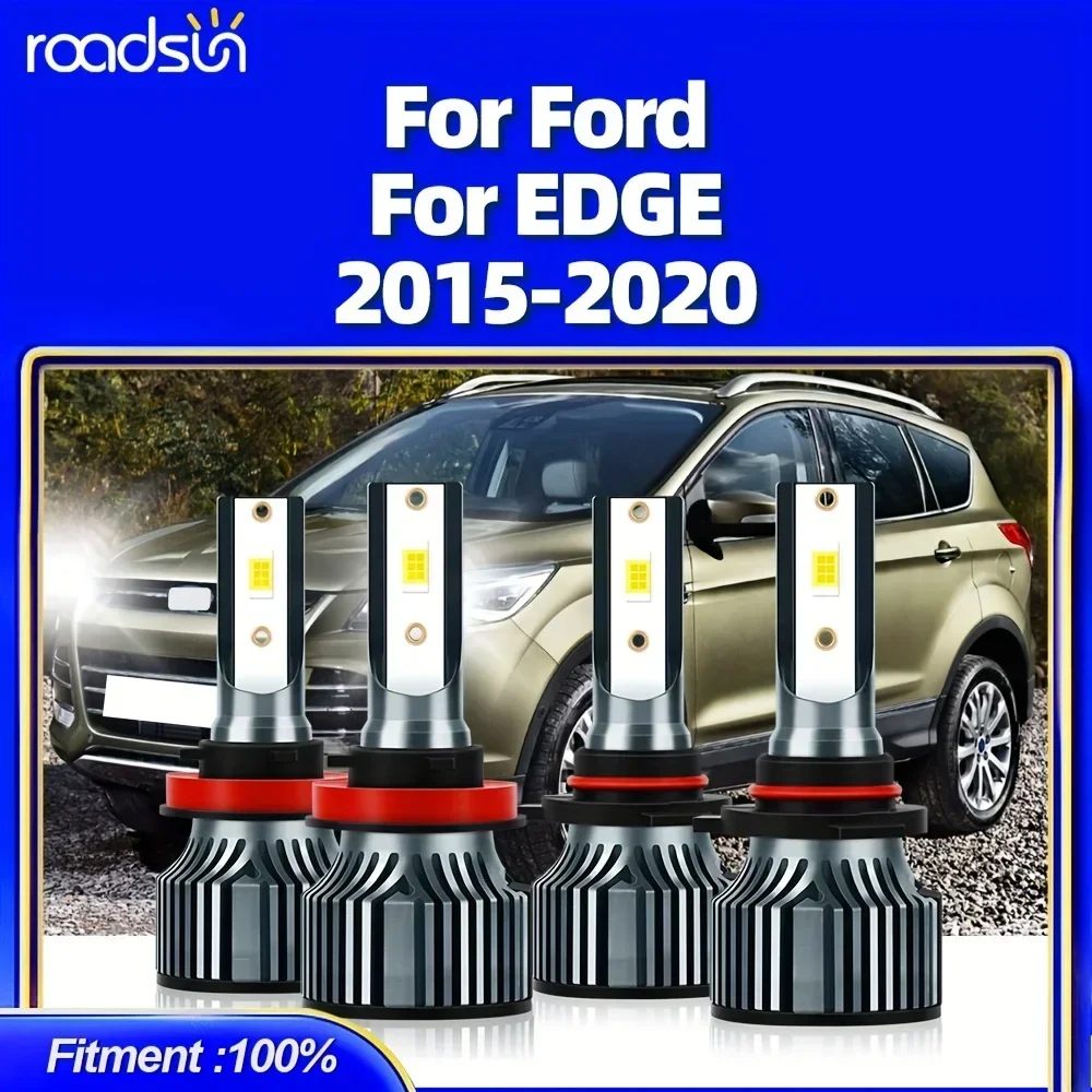 

4 шт. светодиодный светильник подходит для Ford EDGE (2015-2020), светодиод 9005/HB3 H11 Hi/Lo Beam 23000LM 6500K, белый срок службы 70000 часов, простота установки