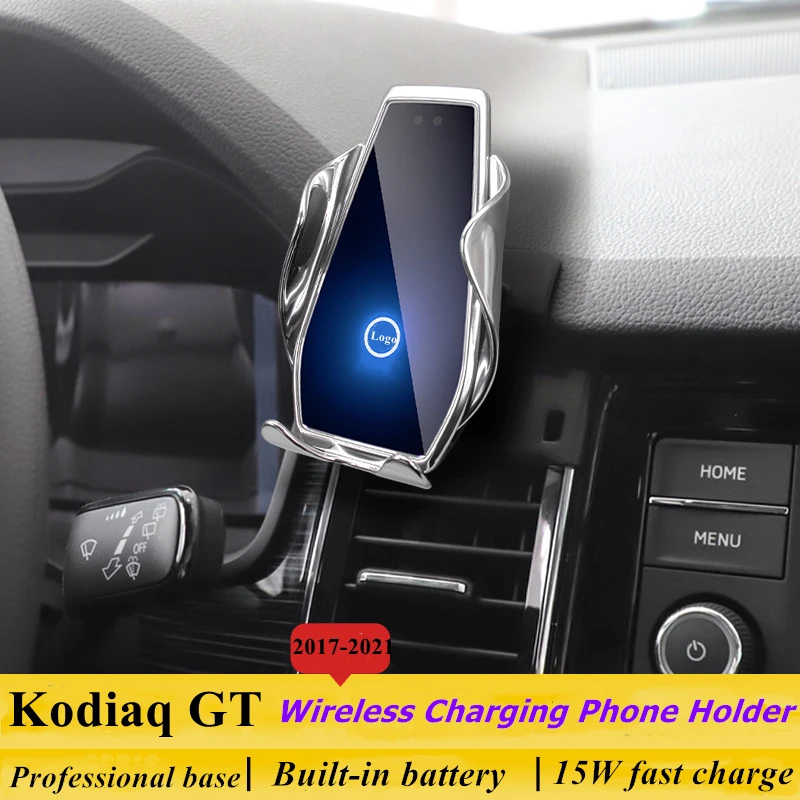 

For Skoda Kodiaq GT 2017-2021 Car Phone Holder 15W Qi Wireless Car Charger Stand for iPhone Xiaomi Samsung Huawei Universal