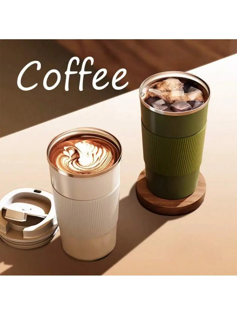 Stainless Steel Coffee Cup Double Layer Vacuum Insulation Cup Office Mug Outdoor Portable Car Water Cups Fashion Mug image 6