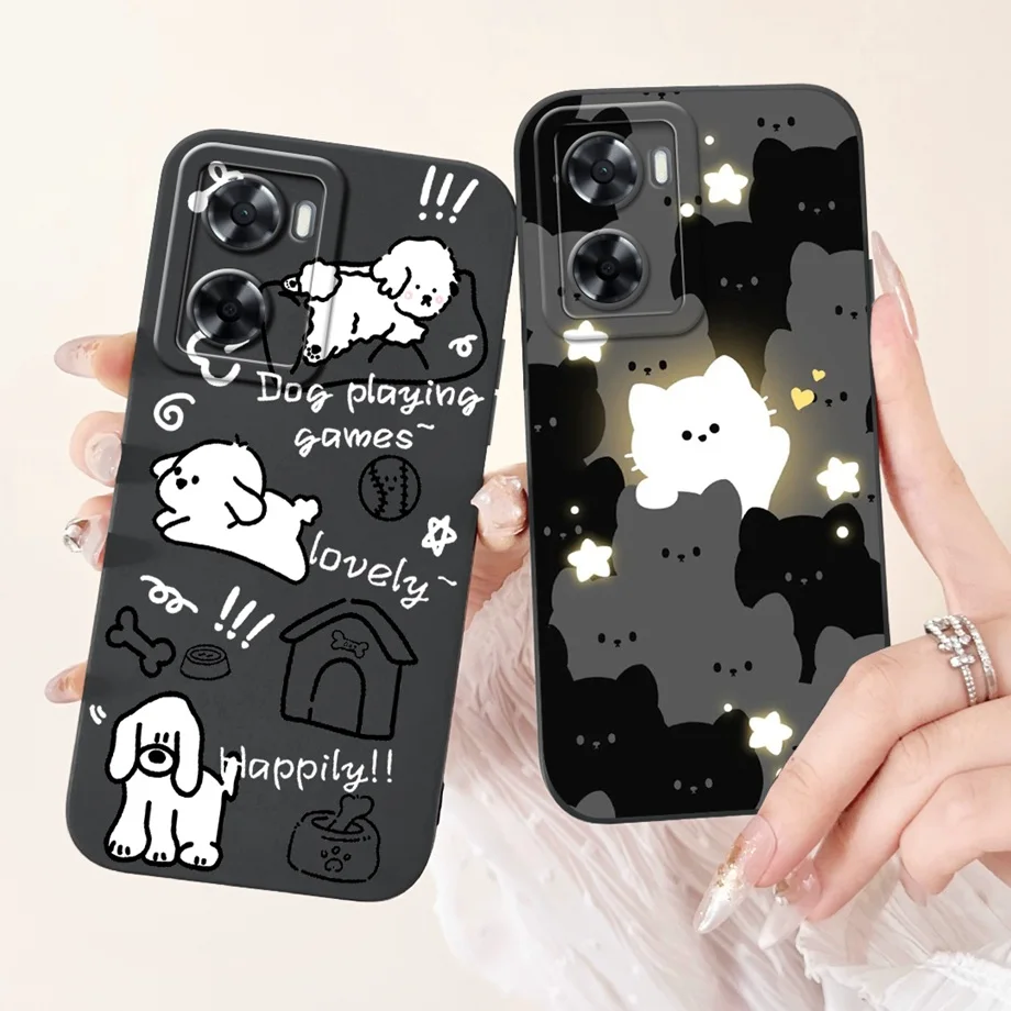 For Oppo A57 A77 A57s A57e A77s 4G 5G Phone Case Soft Matte Silicone Capa Realme V23 Funda Cartoon Panda Back Cover Oppo A56s