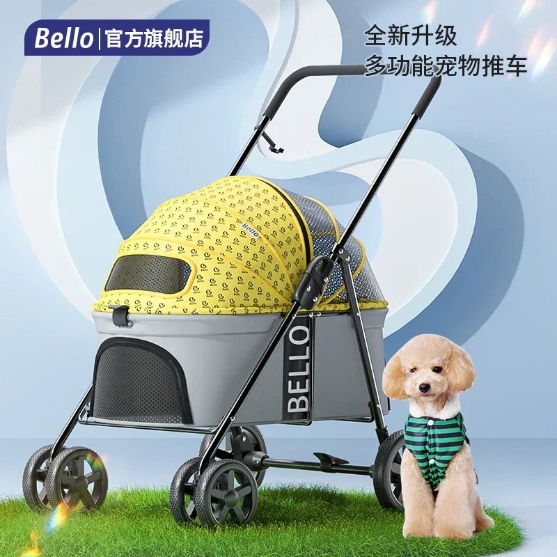 Pet Stroller Dog Cat Trolley Outdoor Car Small and Medium-Sized Light and Portable Foldable Fashion