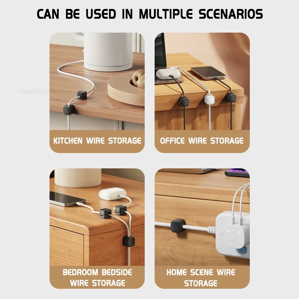 1/6/12pcs Magnetic Cable Clip Cable Holder Adhesive Wire Keeper Cord Cable Organizer Winder For Under Desk Management Clip view 6