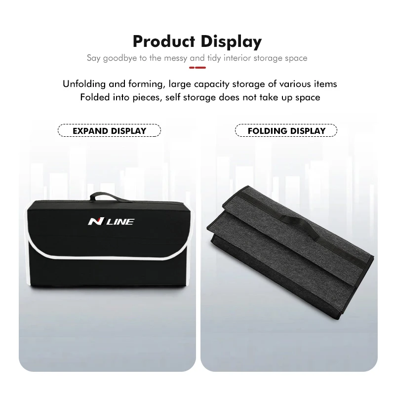 صندوق منظم صندوق السيارة سعة كبيرة حقيبة تخزين قابلة للطي لشركة Hyundai Genesis N-LINE I20 I30 I40 IX20 IX35 Kona Getz Veloster #3