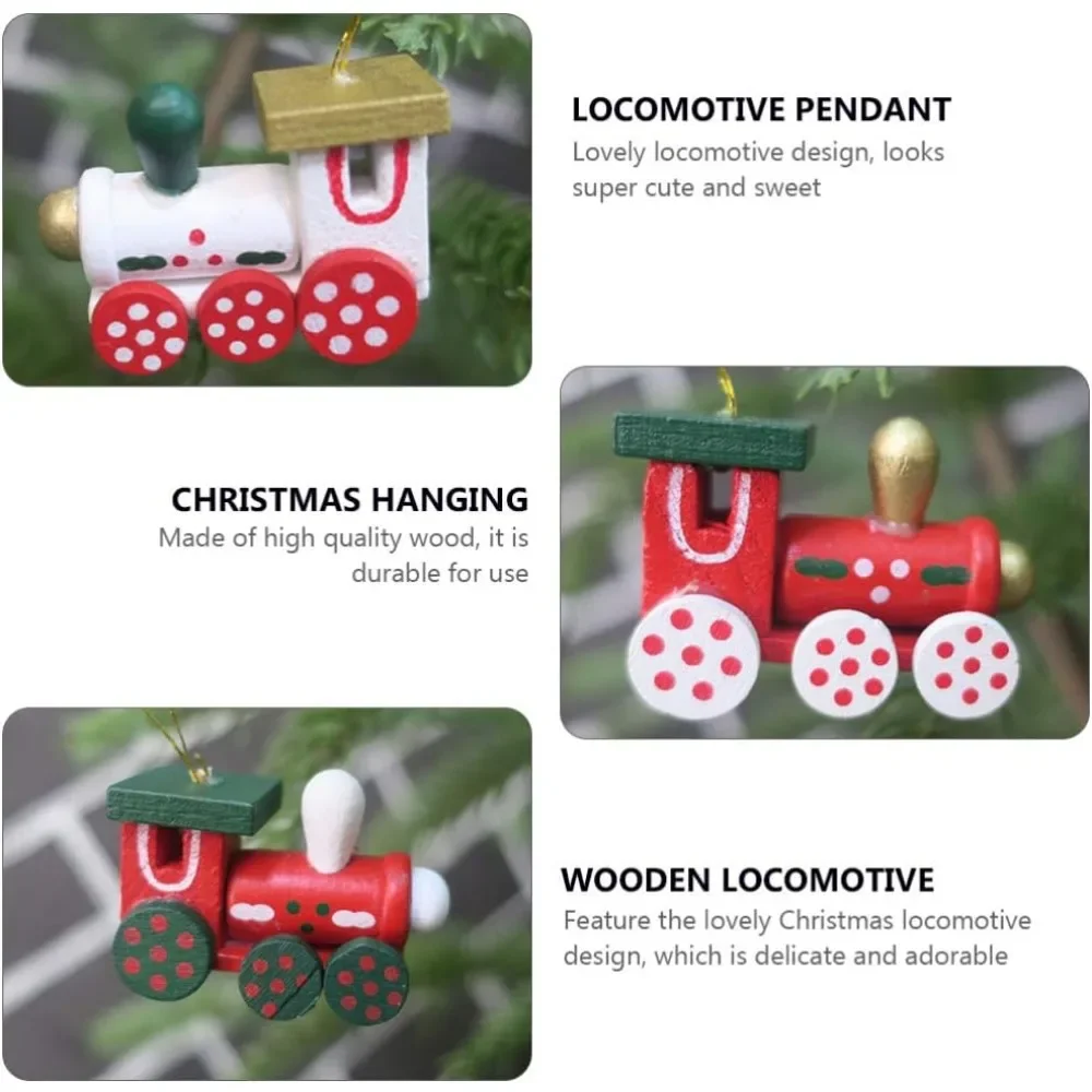 6/4 stks Houten Kerst Trein Set Hanger Boomversieringen Mini Trein Hangende Speelgoed Decoraties Kerst Feestartikelen