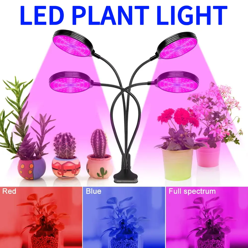 LED Plant Grow Light Full Spectrum Indoor Flower Seeds Hydroponic Cultivation Growth Box Lamp Waterproof Dimming Timing Function