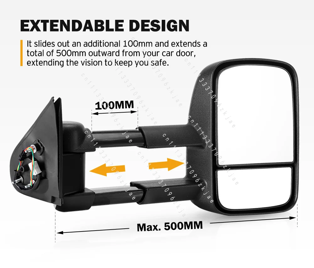 HIMA Black Pair Extendable Towing Mirrors for Toyo/ta Hilux 2015-on AA