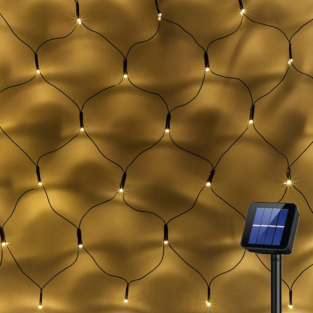 

Solar powered Led Net Mesh String Light 1.1x1.1M 3x2M Home Garden Window Curtain Decoration lights for Christmas Wedding Party