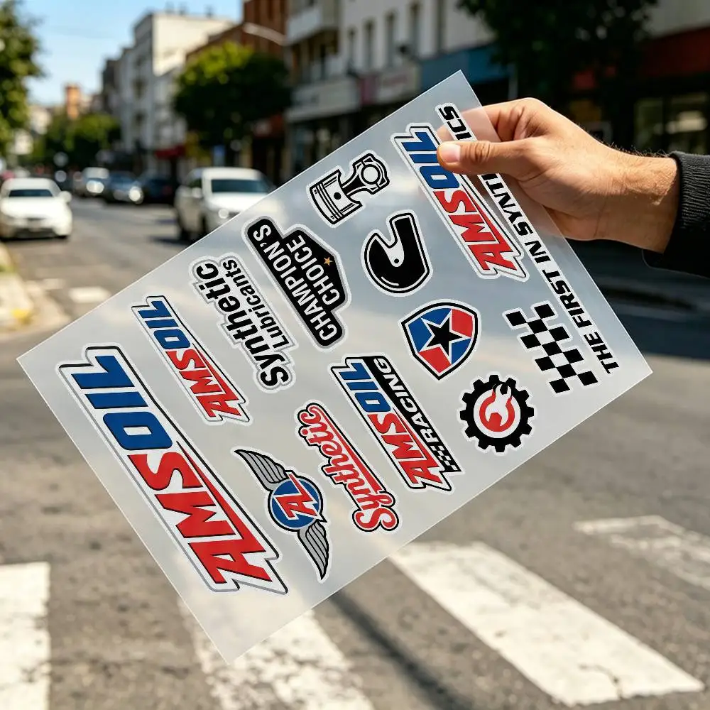 

For AMSOIL Reflective Motorcycle Sticker High Visibility Safety Decal for Helmet Car Waterproof Self-Adhesive Night Riding Guard