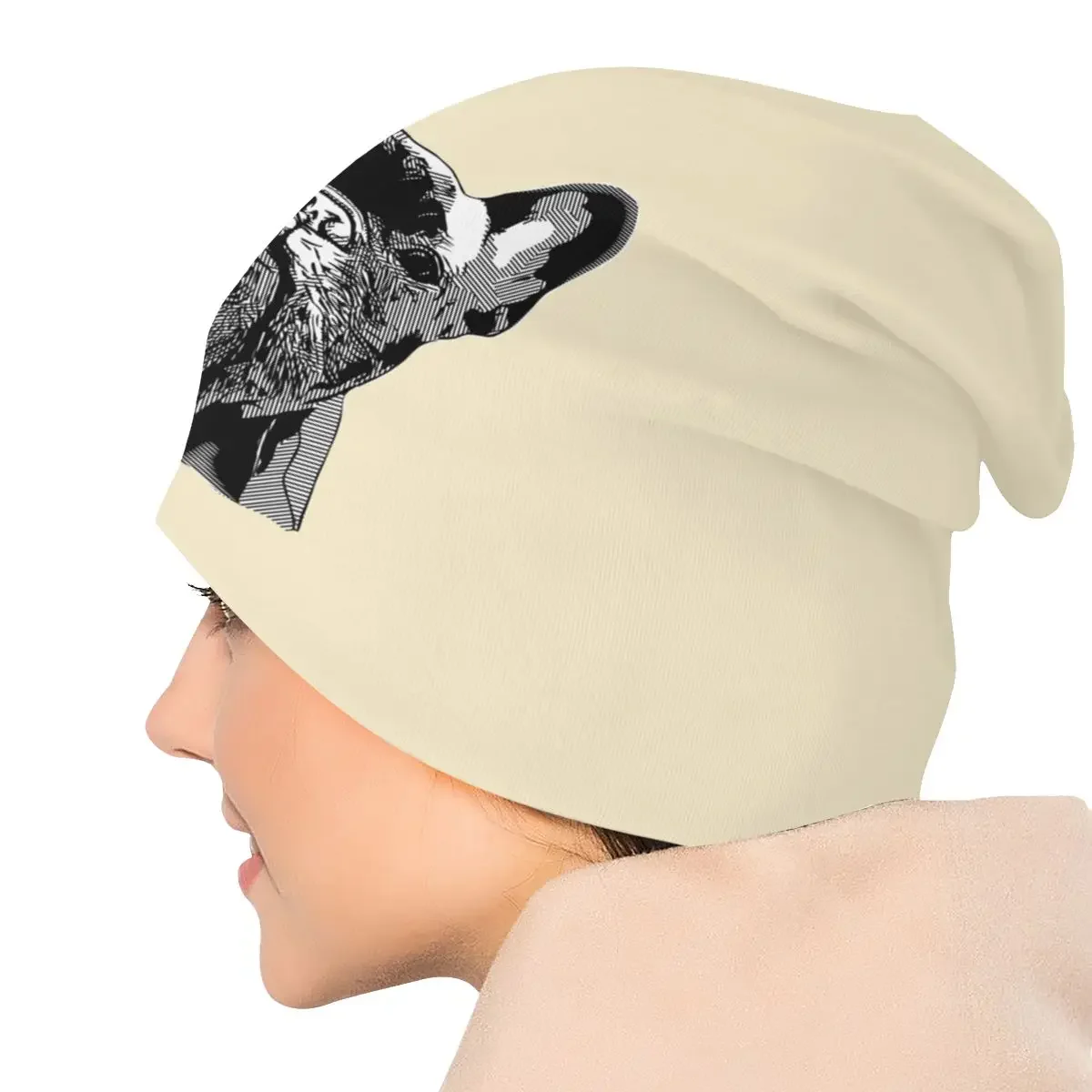 Gorro geométrico de Bulldog Francés personalizado para hombre, gorro tejido a la moda para mujer y hombre, gorros cálidos de invierno para perros y mascotas