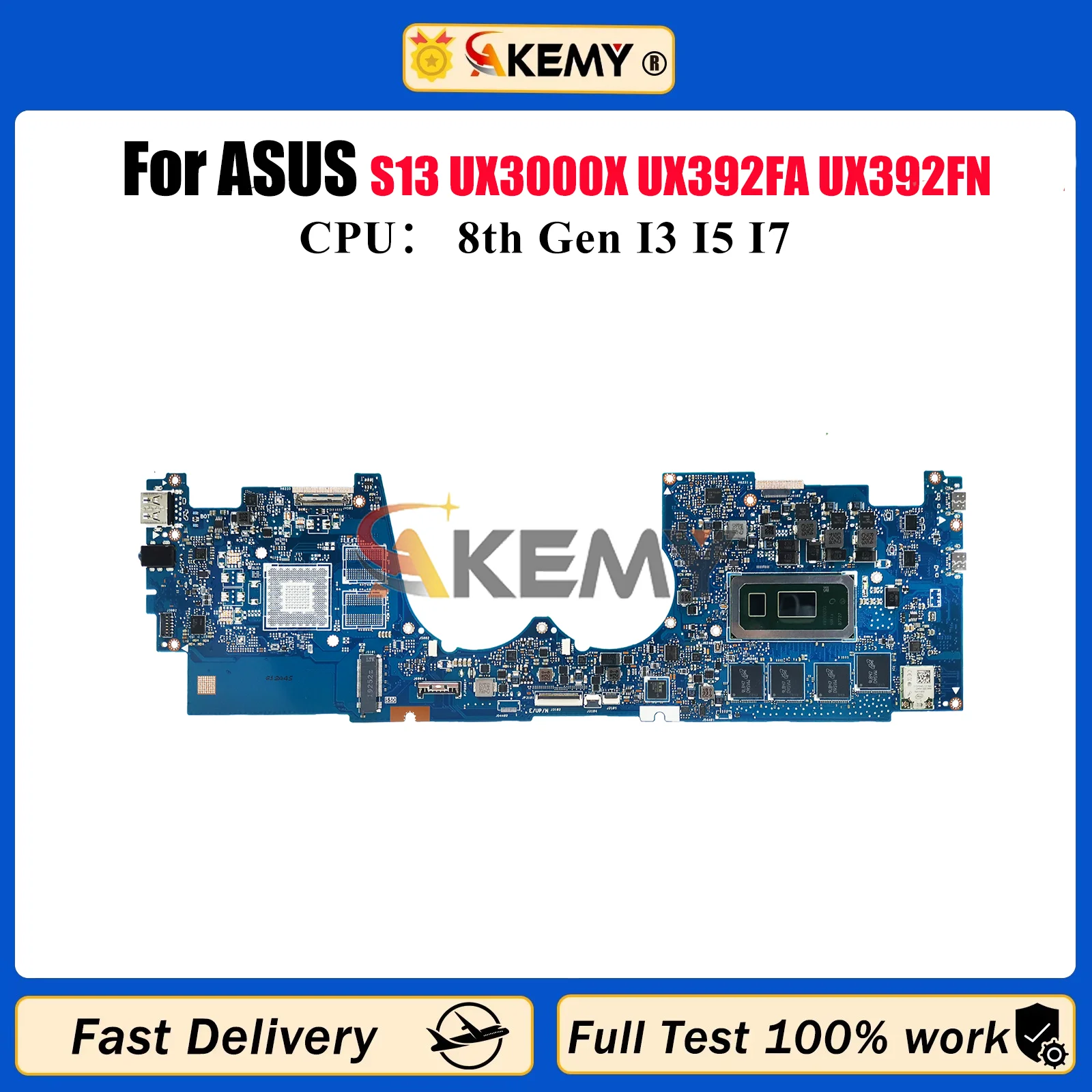 

UX392FA Laptop Motherboard For ASUS ZenBook UX392F S13 UX3000X UX392FA UX392FN Mainboard W/ I3 I5 I7 CPU 100% tests OK fast ship
