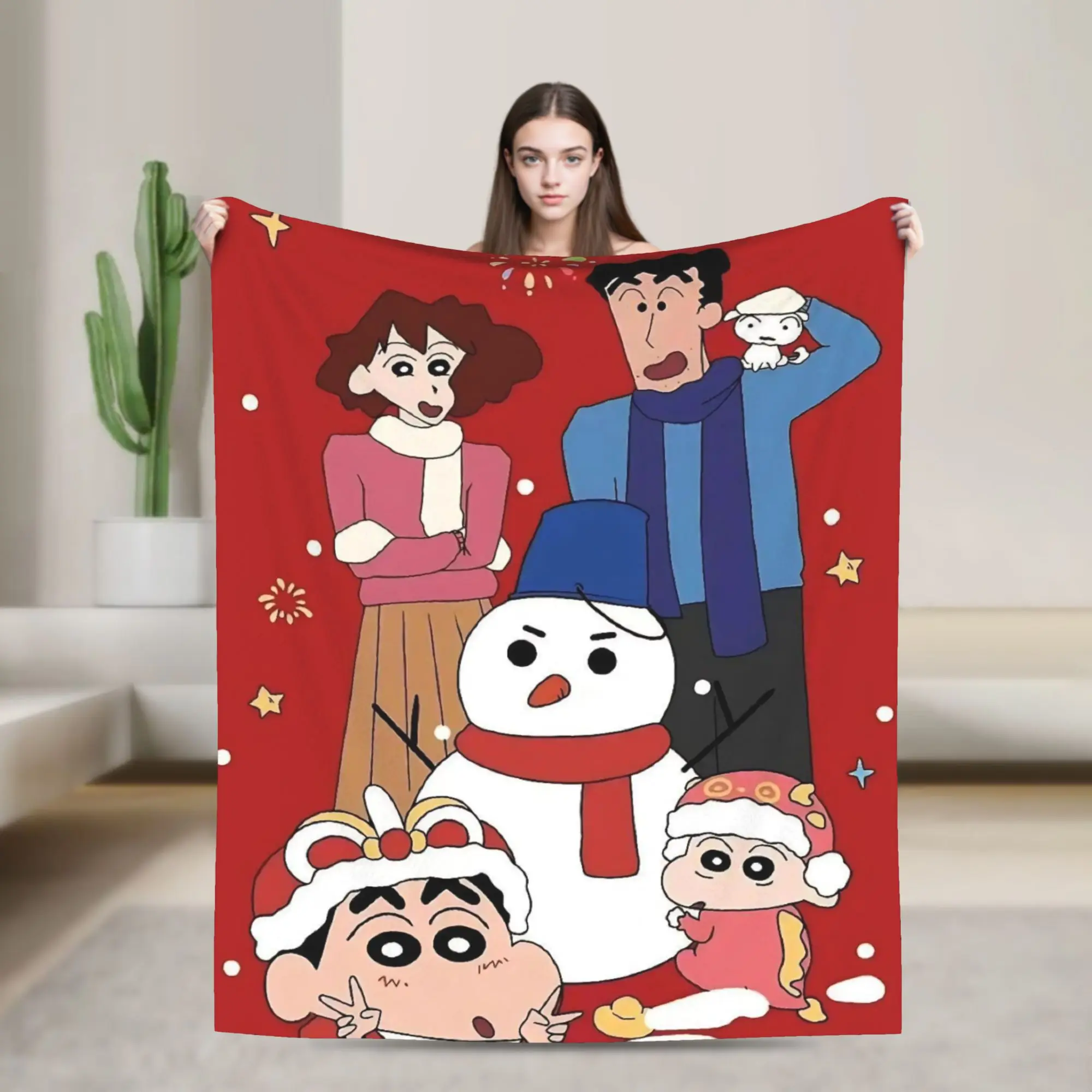 Crayon Shin-chans Flannel Blankets Winter  Super Soft Throw Blanket for Students Bedroom Fashion Bedspread Sofa Bed Cover