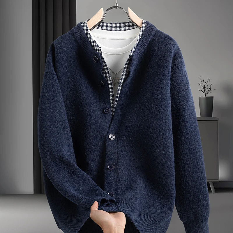 Hochwertiger Herren-Strickcardigan mit Langen Ärmeln, Rundhals und Knöpfen, Herbst-Winter Neue Cardigan-Jacke, Modische Vielseitige Herrenbekleidung – Detail 15